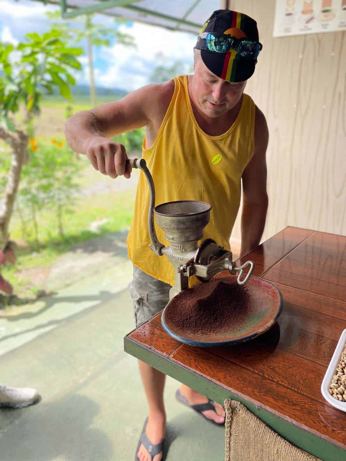 Grinding coffee beans