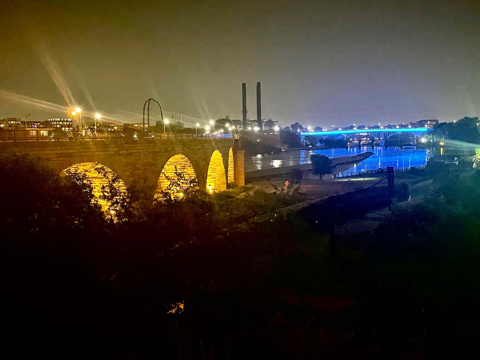 Stone Arch Bridge at night
